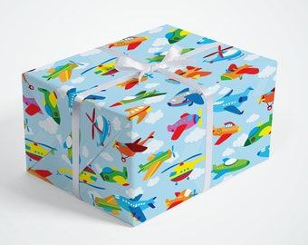 customized gift paper Airplane Transportation Wrapping Paper - 5 Sheets- Custom Paper, Wrapping Paper, Custom Gift Wrap, Birthday Wrapping Paper, Party Gift Wrap