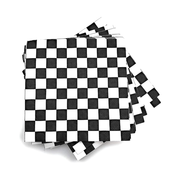 Checkered Race Car Napkins - Racing Napkins, Racing Birthday Party, Checkerboard Napkins, Car Party, Car Baby Shower, Dirt Bike Party