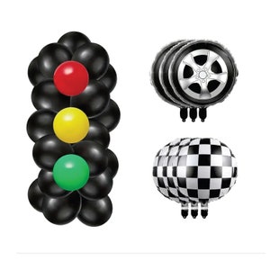 Checkered Flag Balloon Set - Race Car Birthday, Race Car Baby Shower, Birthday Party Decorations, Race Car Party Supplies, Racing Party