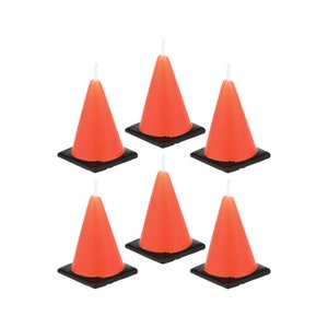 Construction Cone Candles (Pack of 6) - Construction Birthday, Construction Party Candles, Construction Party Decorations, S020