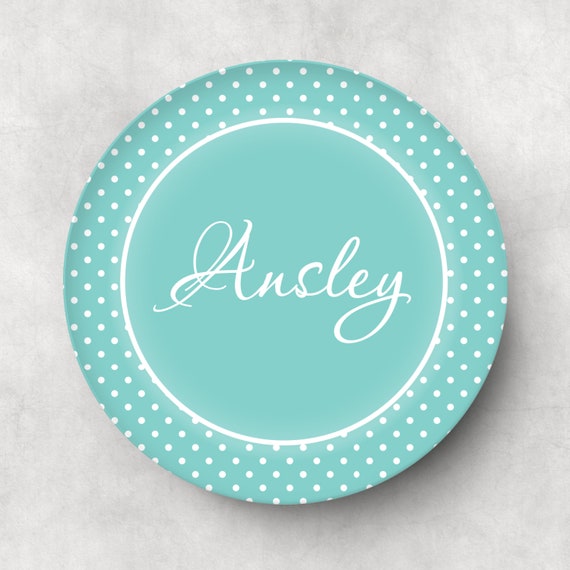 Light Blue Dots Personalized Plate Kids Birthday Custom Melamine Plate Kids Gift Ideas Custom Kids Gifts Custom Child s Plate Etsy