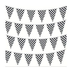 48 Piece Checkered Pennant Banner - Race Car Birthday, Race Car Baby Shower, Birthday Party Decorations, Race Car Supplies, Racing Party