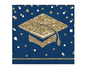 Glitter Hat Graduation Napkins - Graduation Party, Graduation Supplies, Grad Party Ideas, College Graduation, Graduation Decorations 2024