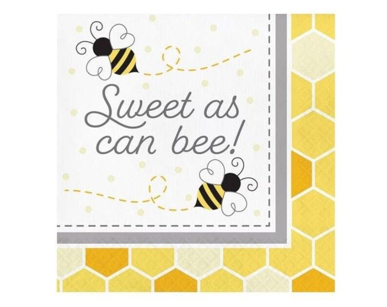 Bee Birthday Dinner Napkins Sweet As Can Be Bee Decor Bee Baby Shower Bee Bridal Shower Bee Party Bee Gender Reveal S016