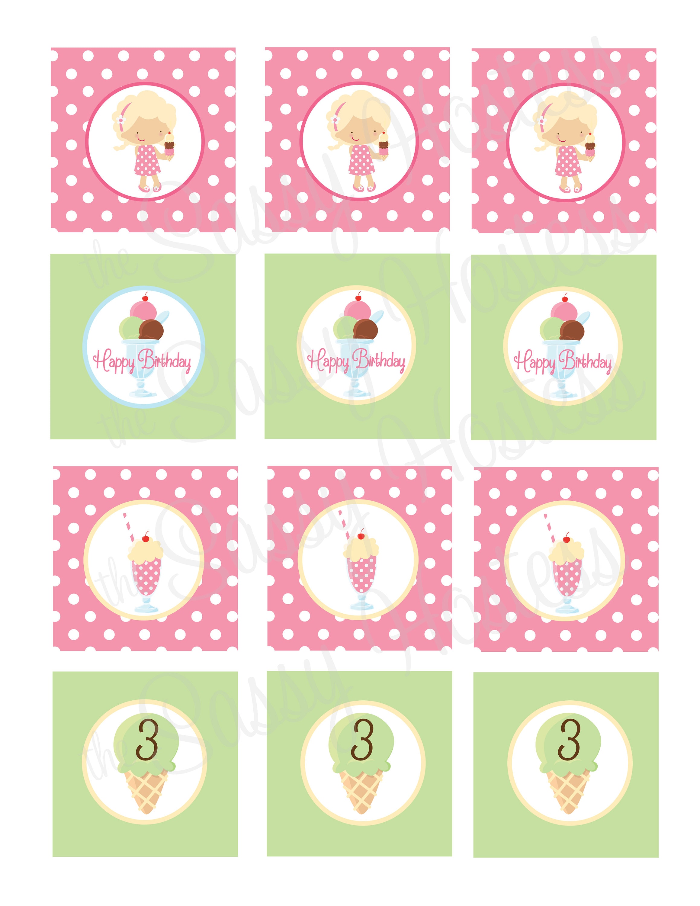EDITABLE Ice Cream Cupcake Toppers Ice Cream Birthday, Birthday Party ...