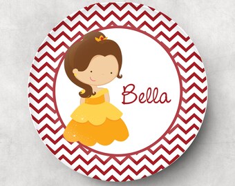 Belle Princess Personalized Plate - Personalized Plates For Kids, Personalized Plate, Personalized Gifts, Personalized Melamine Plate