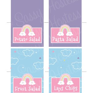 EDITABLE Happy Rainbow Food Labels Party Food Tents Rainbow - Etsy