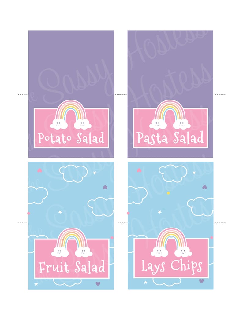 EDITABLE Happy Rainbow Food Labels Party Food Tents Rainbow - Etsy