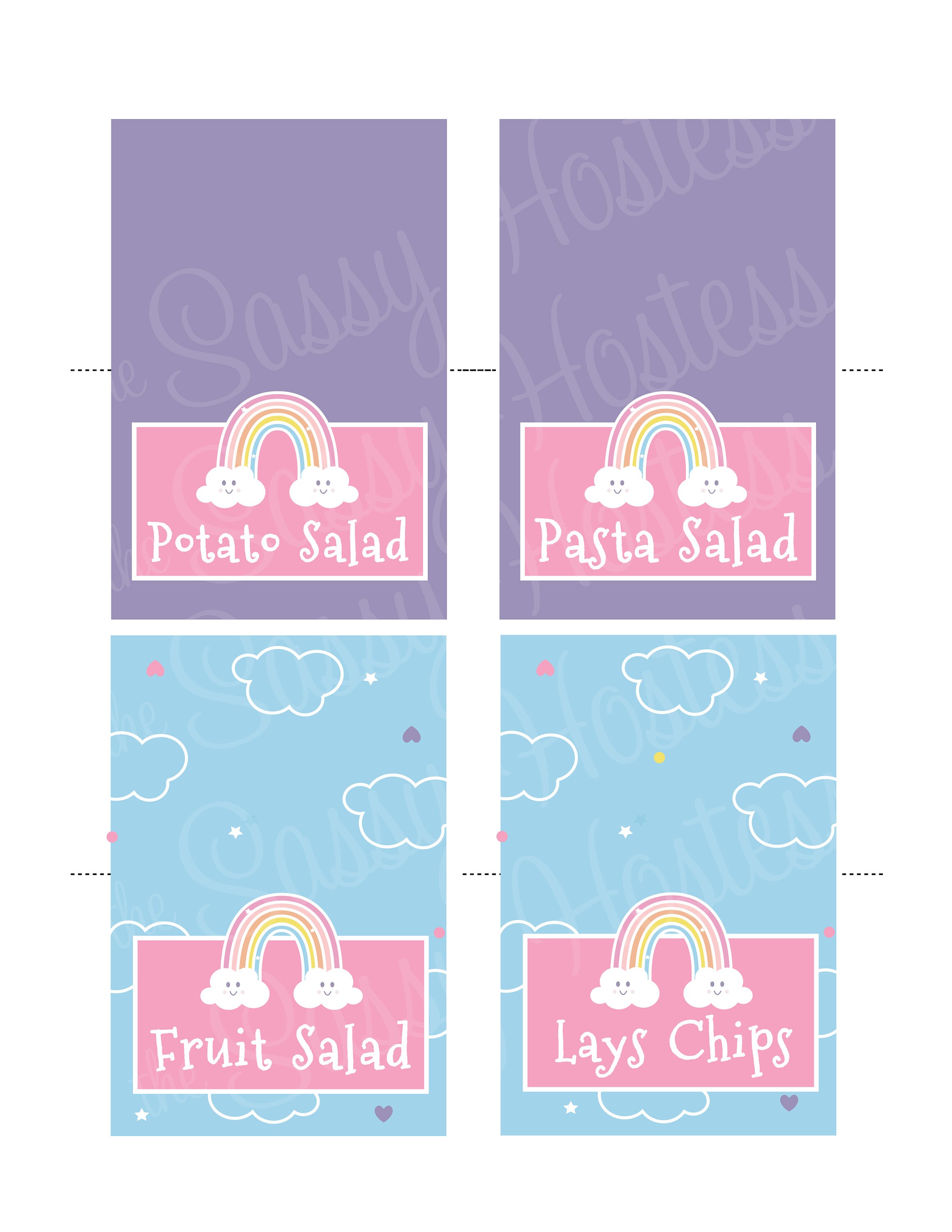EDITABLE Happy Rainbow Food Labels Party Food Tents Rainbow - Etsy