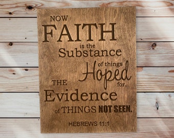 Hebrews 11:1 Bible Verse | Faith is the Substance of Things Hoped For | Bible Verse Christian Scripture Wall Art | Christian Home Decor