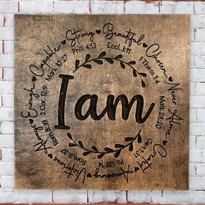 I Am Bible Verse Wood Sign | Christian Scripture Wall Art | Bible Verse Home Decor Wood Sign