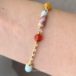 Aqua Terra Jasper Pearl Bracelet, Blue Imperial Jasper and Freshwater Pearl Bracelet, Unique Stone Bracelet gift for her
