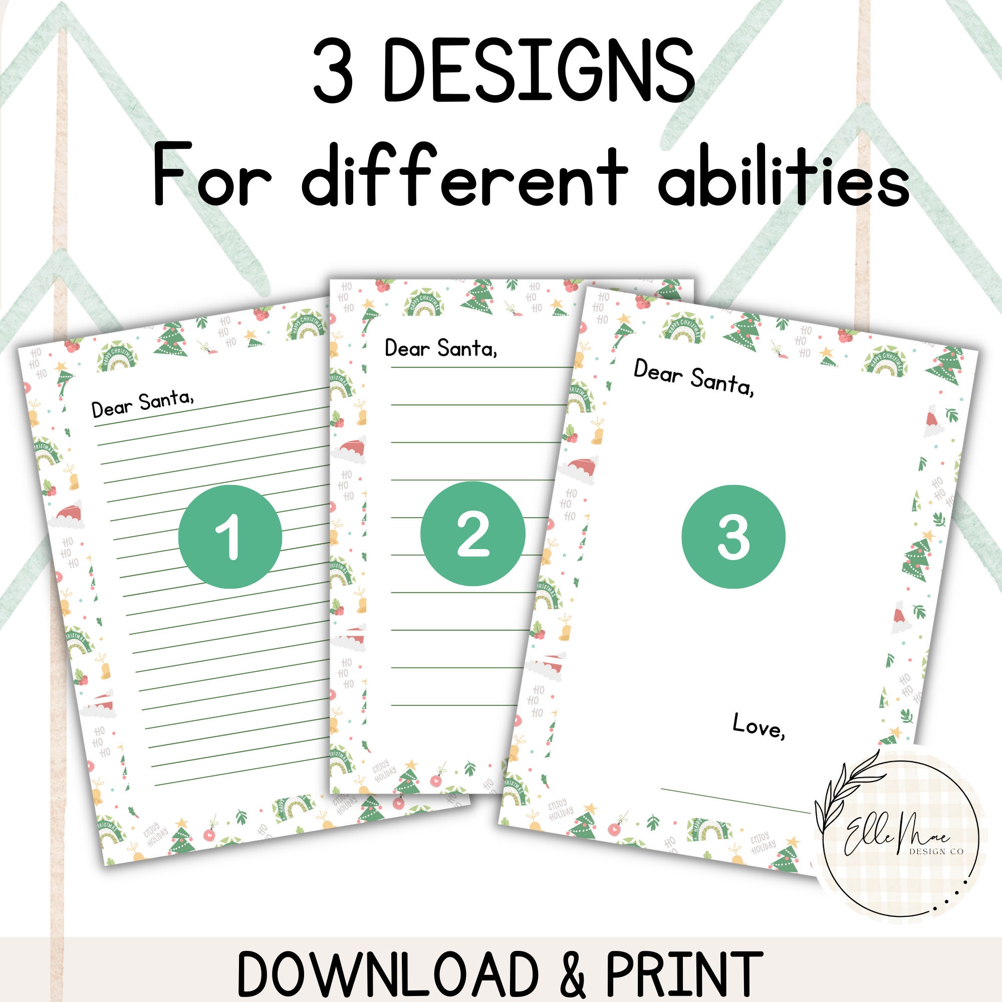 Letter to Santa Kids Christmas Printable Holiday Paper Wishlist Gift ...