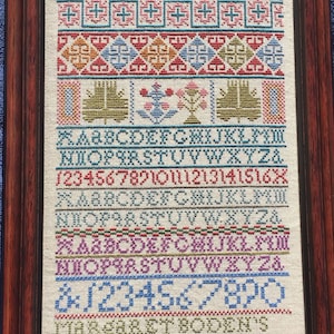 Margaret Boden 1819 Reproduktion Kreuzstichkarte aus Rauchgebirgstichen