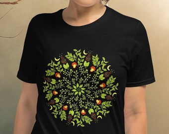 Mushroom Botanical T-Shirt, Dark Academia Cottagecore Style