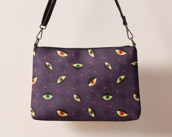 Whimsigoth Eye Crossbody Bag: Faux Leather Witchy Shoulder Purse