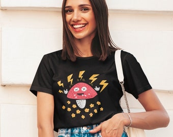 Heavy metal shirt, Kawaii Mushroom shirt, Rock music weird gift for him ang her