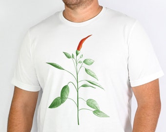 Chili Gardener Gift voor Plant Mom and Dad - Botanische kunst T-shirt voor natuurliefhebber die van tuinieren en botanische kunst houdt