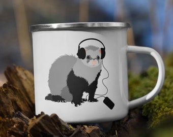 Cute Camping Enamel Mug - Personalized Ferret Gift for Her - Metal  Mug for Coffee and Tea - Ferret Lover Gift