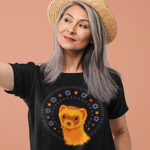 Smiling Ferret Graphic Tee: Pet Lover Gift for Ferret Mom