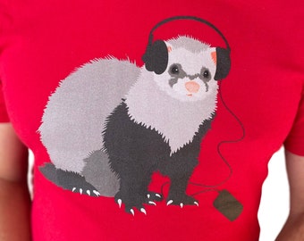 Music lover shirt, Musician gift, Cool animal lover T-Shirt, Music birthday gift, Funny ferret shirt, Cute pet shirt, Fun animal print tee