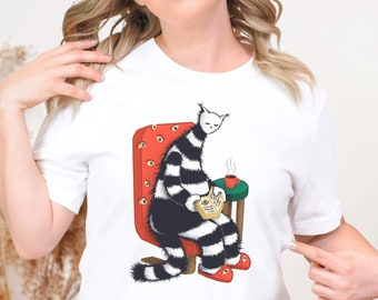 Funny Book Cat T-Shirt, Librarian Gift, Reading Tee