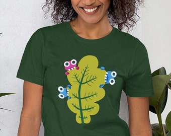 Funny Plant Shirt, Kawaii Bug Leaf Design, Gift for Plant Lover