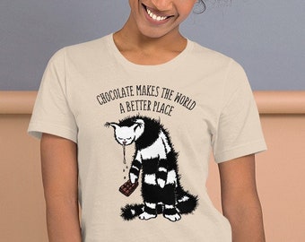 Chocolate Cat T-Shirt, Funny Cat Lover Gift, Plus Size Clothing