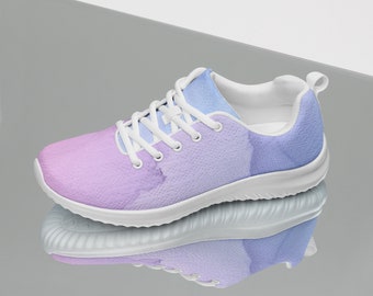 Purple sneakers, Women’s athletic shoes, Girlfriend gifts for women, Gym shoes, Y2K sneakers with purple and pink watercolor design
