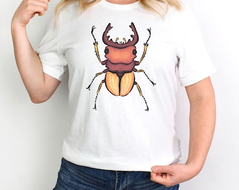 Stag Beetle Print Shirt, Goblincore Gift, Entomology Tee