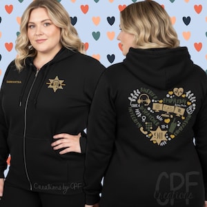 911 Dispatcher Heart Zipper Hoodie | Personalizable | Sheriff