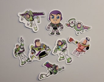 Adesivi di Buzz Lightyear. Confezione da 8 adesivi in vinile