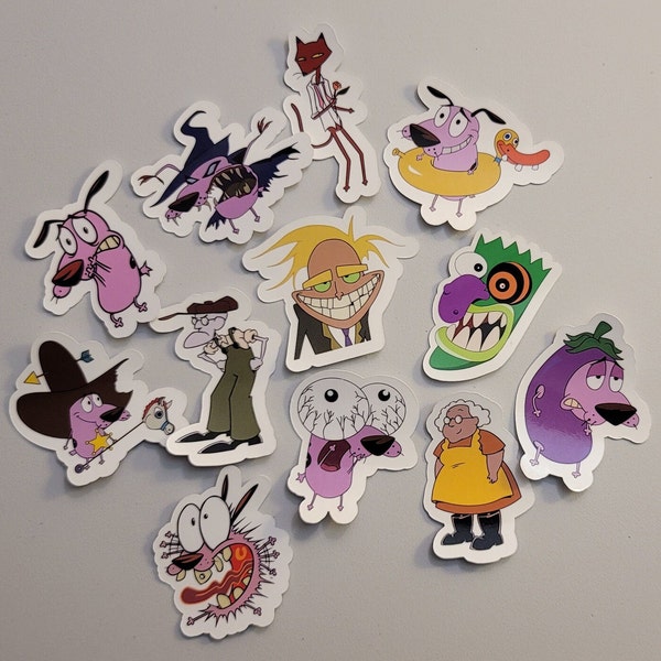 Courage the Cowardly Dog stickers. 12 pack of stickers.