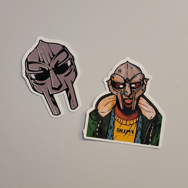 MF Doom stickers. Pair of vinyl decals