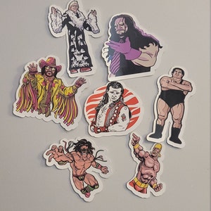 Worstelstickers. Set van 7 klassieke worstelaars
