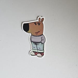 Chill Guy dog sticker. Chill guy meme