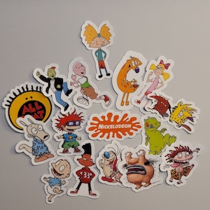 Pegatinas de Nickelodeon de los años 90. Paquete de 16 calcomanías