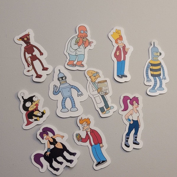 Futurama stickers. 10 pack, Vinyl, long lasting