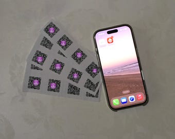 Vier QR-Code Sticker zum Downloads von Geschichten - Geeignet als Werbung oder Dankeschön