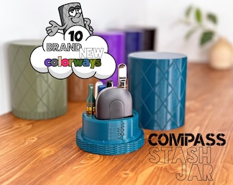 Vessel Compass Stash Box - 510 Cartridge Organizer - Discreet Storage Jar