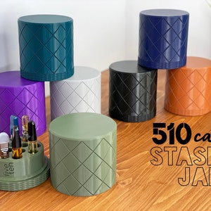 12 Cartridge Organizer - 510 Cart Stash Box - Discreet Storage Jar
