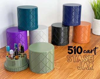 12 Cartridge Organizer - 510 Cart Stash Box - Discreet Storage Jar
