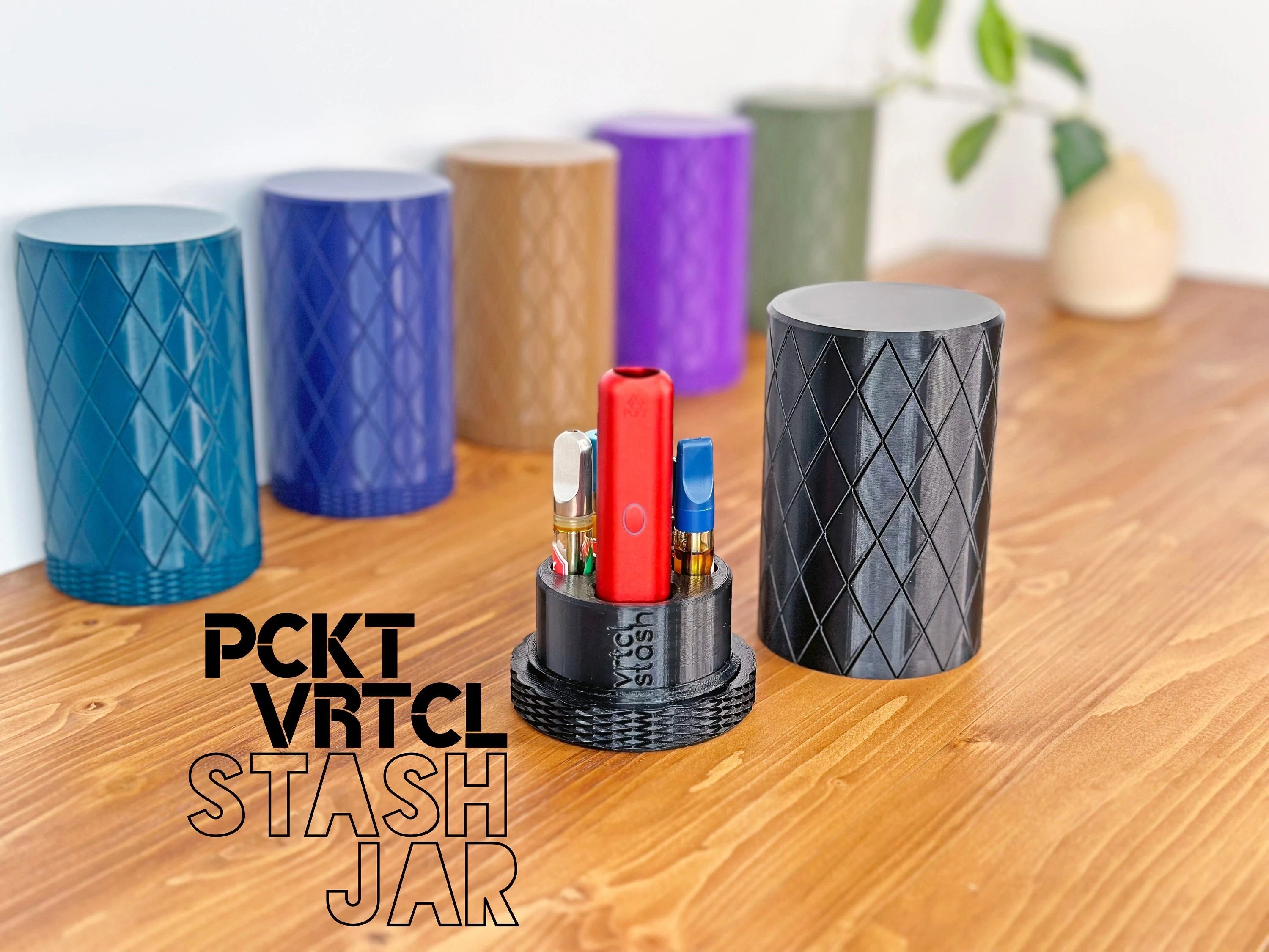 PCKT VRTCL Stash Box - 510 Cartridge Organizer - Discreet Storage Jar