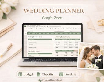 Wedding Planner Google Sheets Template | Wedding Budget Spreadsheet | Wedding Planning Checklist | Guest List & Timeline Tracker | 79+ PAGES