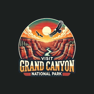 Parc national du Grand Canyon SVG | Impression d'art dessinée à la main de l'Arizona | Art mural vintage | Art mural Grand Canyon | Carte du parc national dessinée à la main