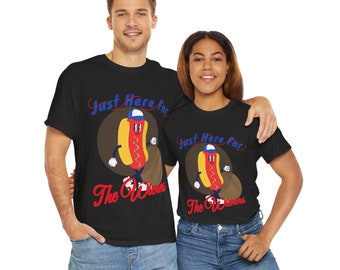Estou aqui apenas para a camisa Wieners 4 de julho – camiseta patriótica para churrasco