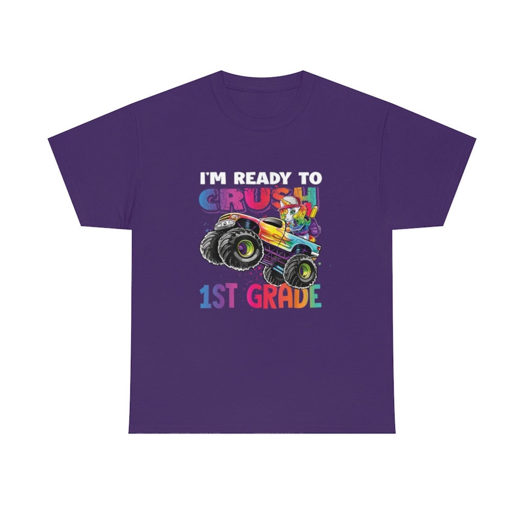 Ready to Crush First Grade Shirt,boys Back to School Tshirt,cars T