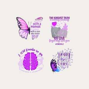 4 Designs Alzheimer&#39;s Awareness Png Bundle|Purple Ribbon| Alzheimer&#39;s Disease|Memories Matters|Alzheimer Warrior|Alzheimer&#39;s Support|Demetia