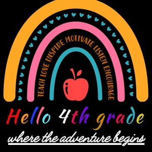 4Th Grade Shirt | School Svg | Sublimation Design | 4Th Grade Clipart - Printable | 4Th Grade Graduation | Smiley Face Svg | Cut File
