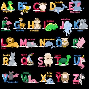 English Alphabet Cross Stitch Pattern, Letters With Animals for Kids Cross  Stitch Chart PDF 